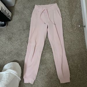 Pink LuluLemon High Rise Scuba Joggers
